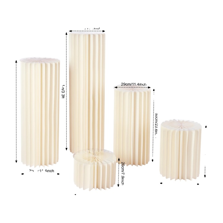 Suport flori, cilindru fagure, set 5 bucati, design elegant, alb, reutilizabil