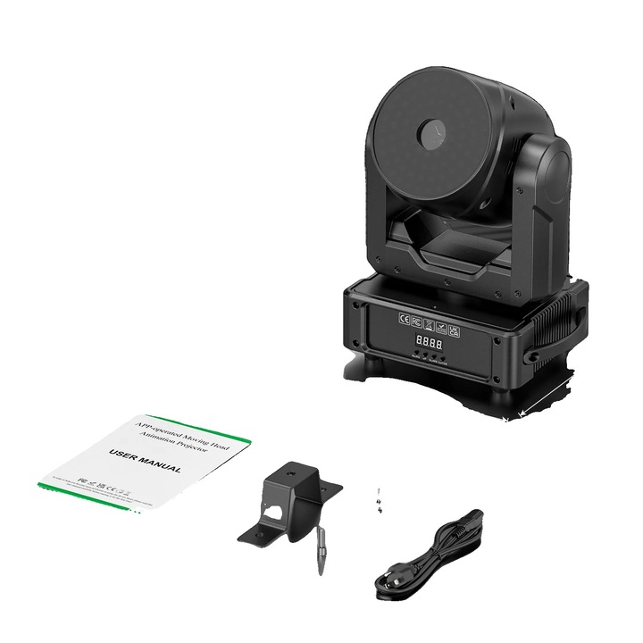 Proiector de lumini pentru scena, animatie RGB, control Bluetooth, negru, priza EU