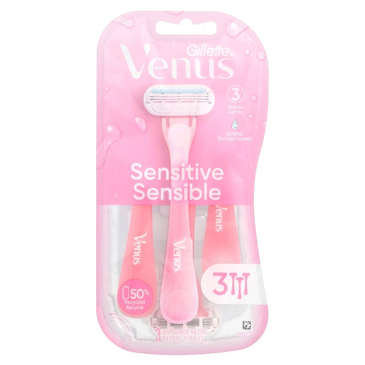 Aparate de ras Gillette Venus Sensitive, set 3 bucati, 3 lame