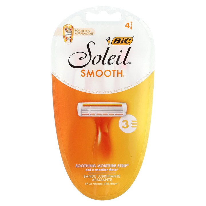 Aparate de ras BIC Soleil Smooth, set 4 bucati, 3 lame, culoare solara