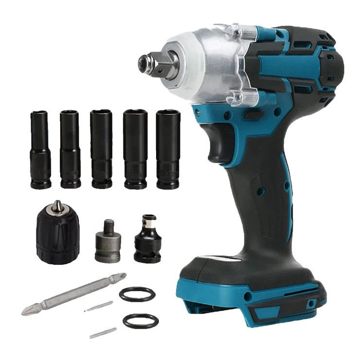 Cheie cu impact, 520N.M, motor fara perii, set fara baterie