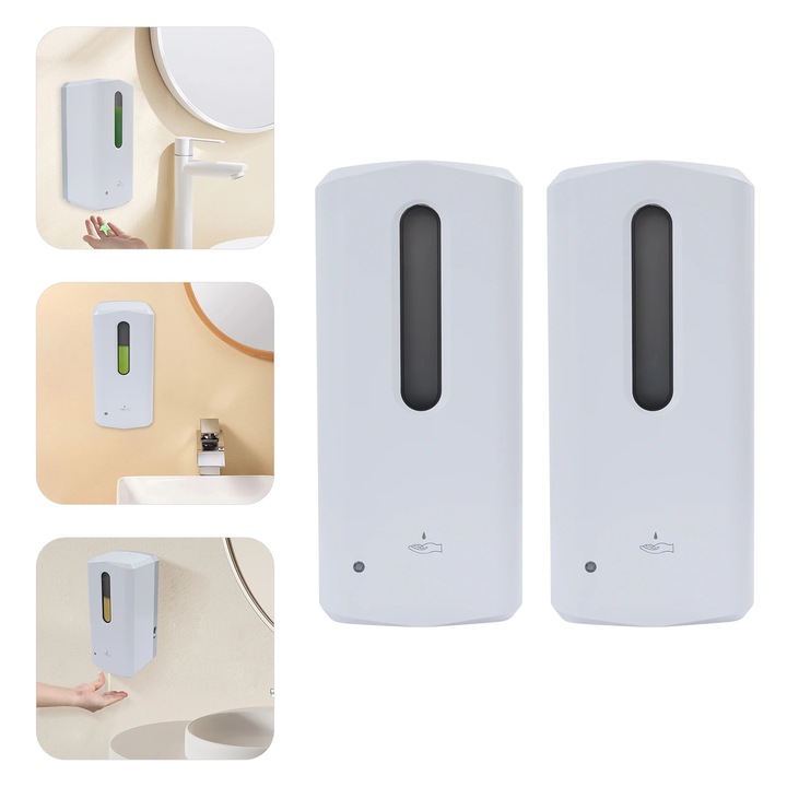 Automata szappanadagoló, nagy kapacitású, 1000 ml, falra szerelhető, 12x11x26cm