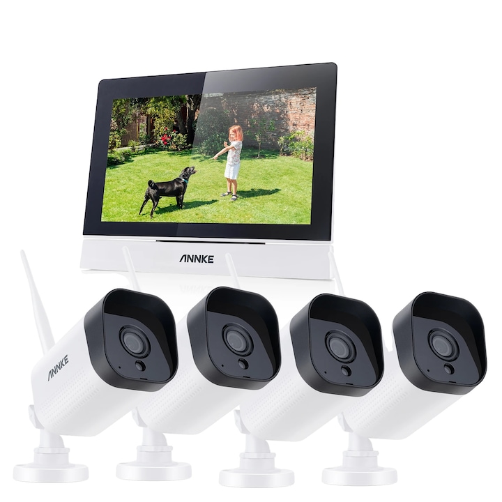Kit Supraveghere 8CH NVR, Annke, cu 4 Camere, 5MP, Nocturna, IP66, 260x245x47mm, Alb/Negru