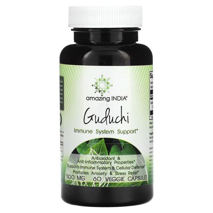 Amazing India, Guduchi, 500 mg, 60 capsule vegetale, suport imunitar, antioxidant