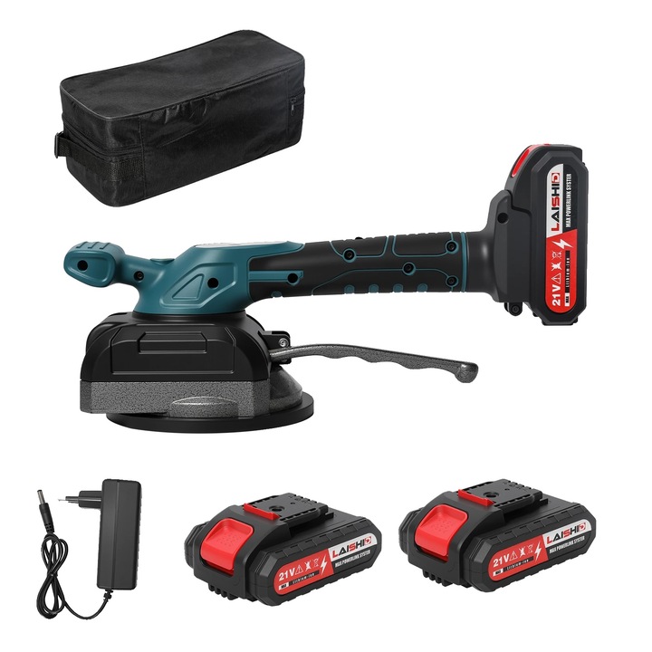 Vibrator pentru placi de gresie, 2 baterii, 3500W, 200kg capacitate de aspiratie, 21V