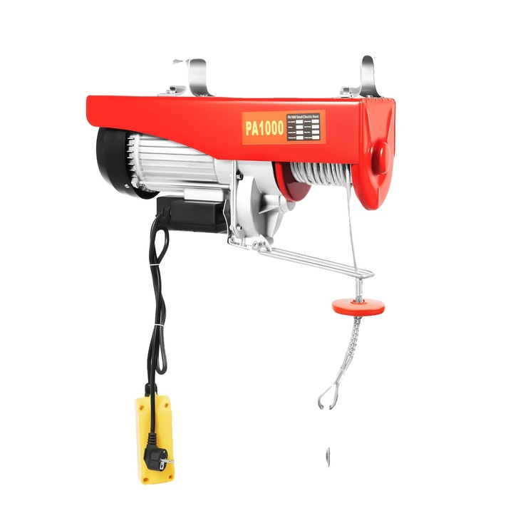 Winch electric, 1000 kg capacitate, mecanism de ridicare eficient, rosu, 48x45cm