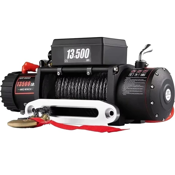 Winch electric, 13500 lbs capacitate de tragere, franghie sintetica, control de la distanta, 58.4 lbs
