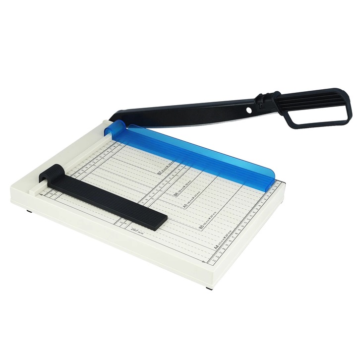 Гилотина за хартия, 15 листа, лостово действие, черна, компактен дизайн