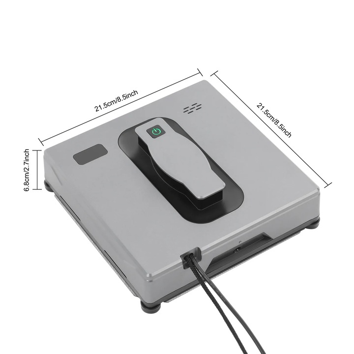 Robot de curățat geamuri, gri, putere aspirare 2500 Pa, 72 W, telecomandă, design ultra-subțire
