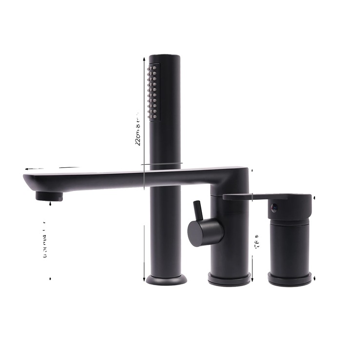 Baterie sanitara, design modern, doua optiuni de apa, neagra, 24x12.5cm