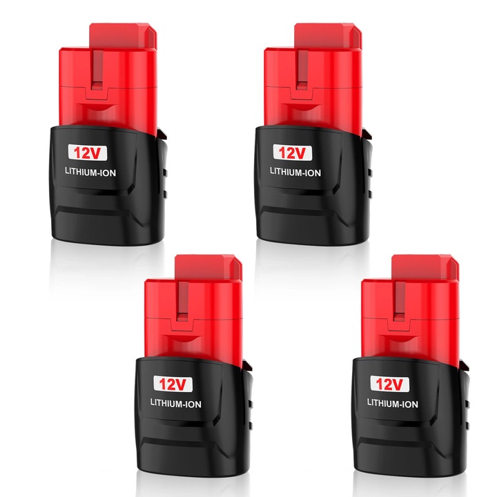 Acumulator de schimb, M12 12V Li‑Ion, Capacitate 3500 mAh, Tip celula 18650, Set 4 bucati, Compatibil 48-11-2430/2411/2401, Roz