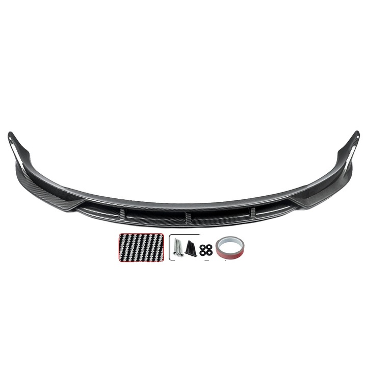 Spoiler ajak első lökhárítóhoz, karbon megjelenésű, Tesla Model 3-hoz, könnyű beszerelés, 1x méret, teljes készlet