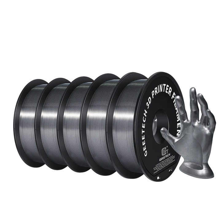 Filament 3D PLA Silk, 1 kg, argintiu, biodegradabil