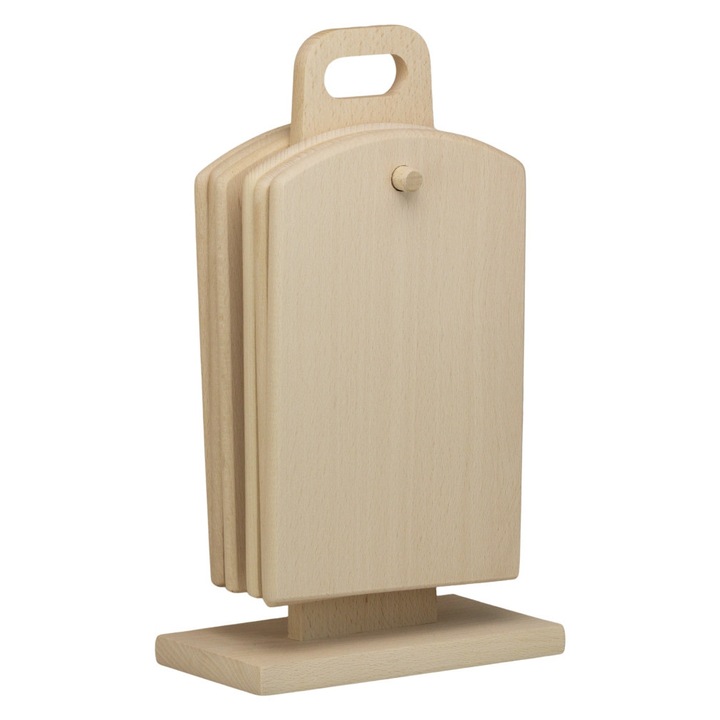 Set 6 tocatoare cu suport vertical, design dreptunghiular, lemn de fag, 31 x 17.5 x 10 cm - OnemisFlot