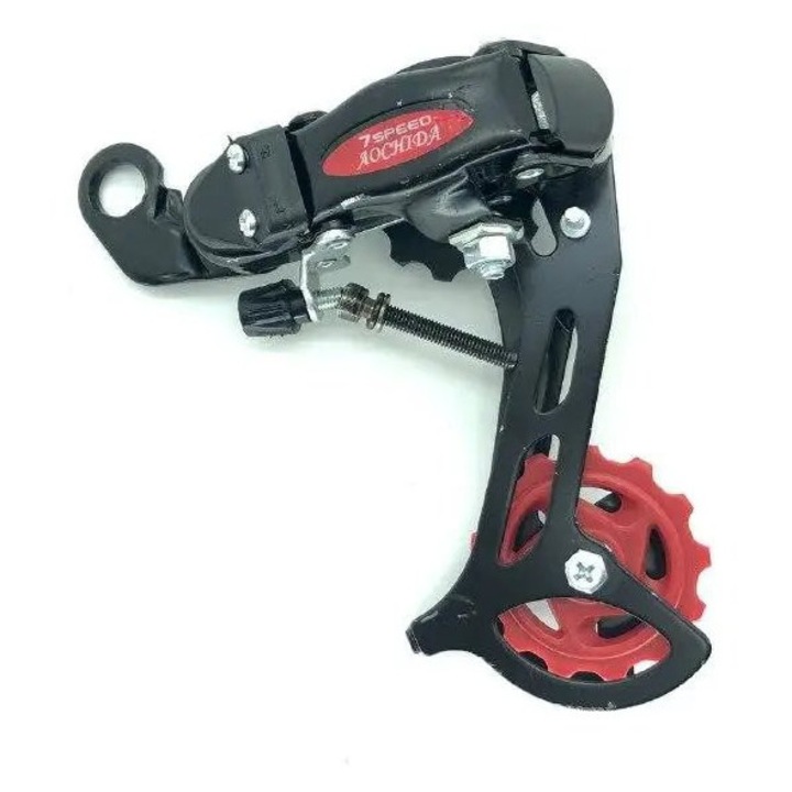Заден дерайльор, 7 скорости, с дупка, черно-червен