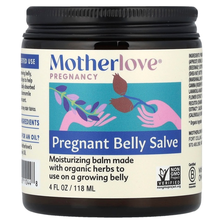 Balsam pentru burta gravide, Motherlove, 118 ml, non-GMO, cu ingrediente organice