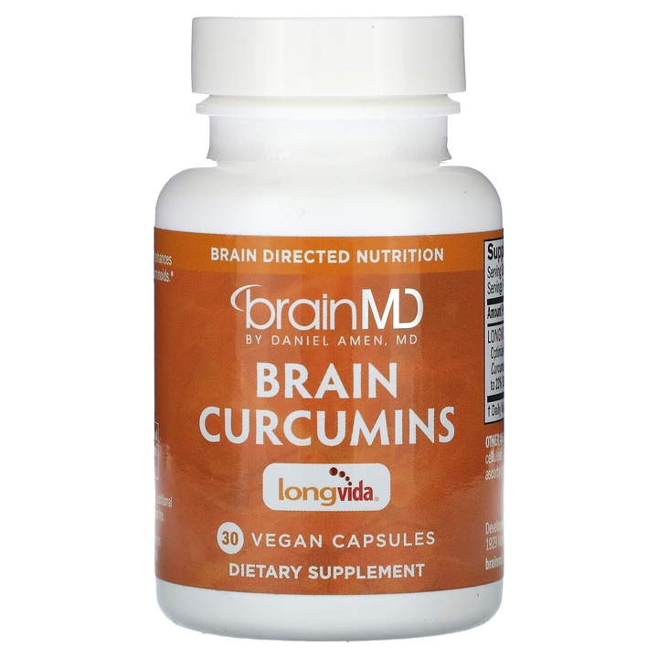 Brain Curcumin, BrainMD, 400 mg, 30 vegán kapszula, gluténmentes, cukormentes