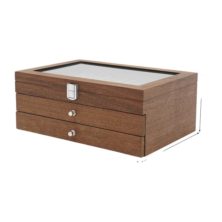 Поставка за офис консумативи, 3 нива, 34 отделения, кафява, 31x20x12.5 см