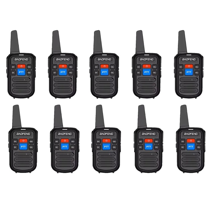 Statie walkie-talkie, 10 buc, design compact, comunicare pe distante lungi, 90x55x20mm, 5km