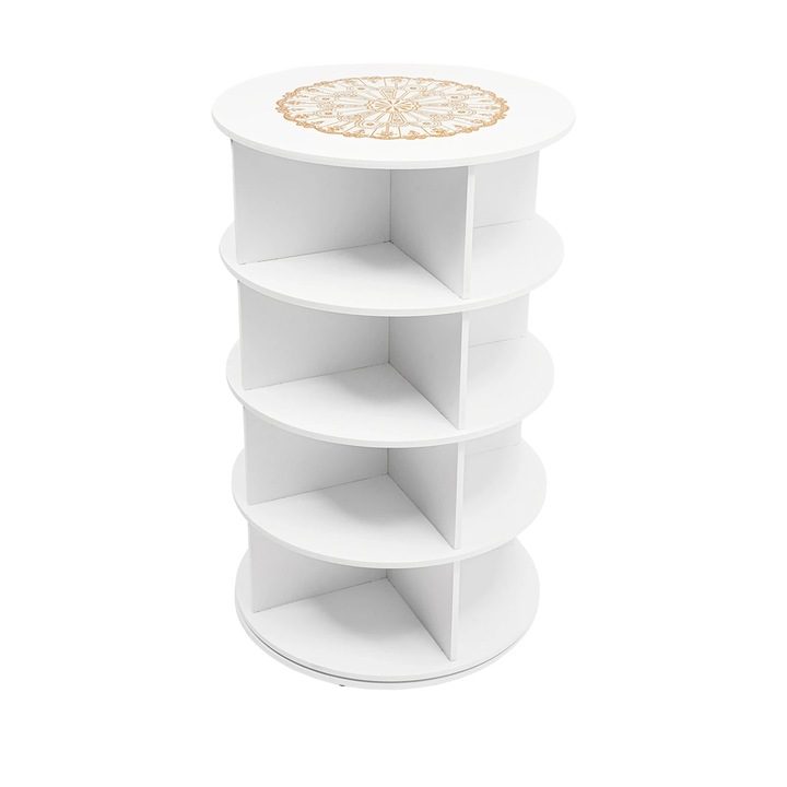 Cipősszekrény, 4 szintes, forgatható kivitel, fehér, 59x59x92.7cm