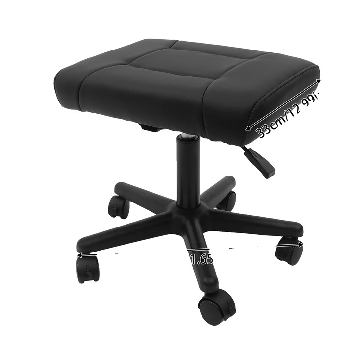 Ergonomikus lábtartó, állítható magasságú, nylon és acél, fekete, 55 cm átmérőjű talp, 42x33 cm párnák.