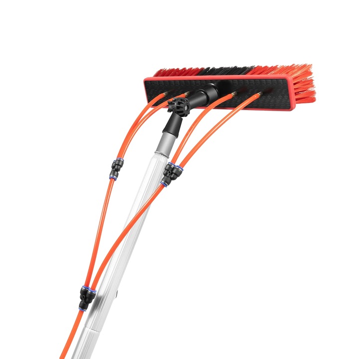 Perie telescopica de spalat, lungime ajustabila, conexiune pentru apa, rosie, 8m