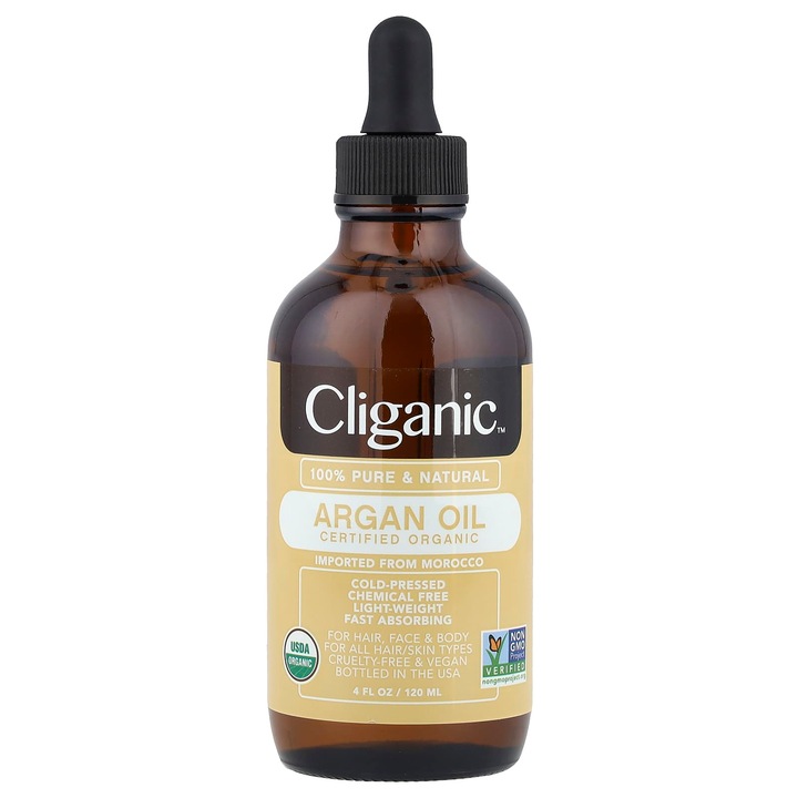 Ulei cosmetic, Cliganic, ulei argan organic, 120 ml, 100% pur, presat la rece