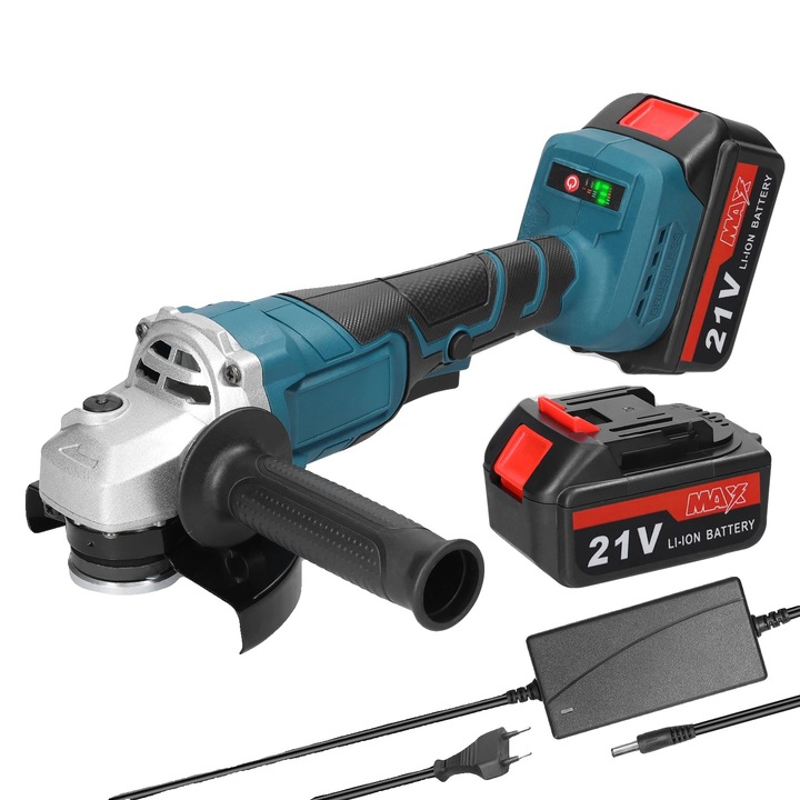 Slefuitoare electrica, motor fara perii, albastru, cu 2 baterii reincarcabile