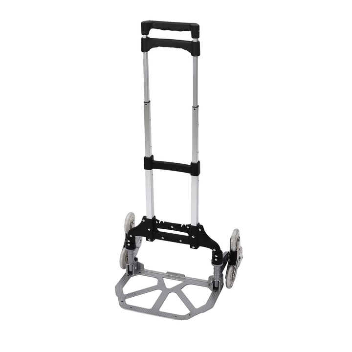 Carucior pentru urcat scari, capacitate mare de incarcare, argintiu, 39x10x63cm