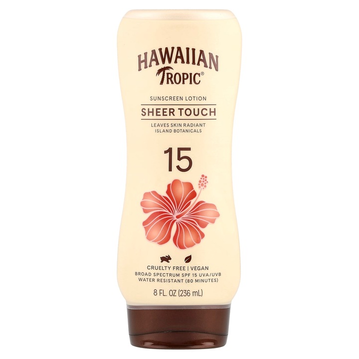Lotiune de bronzare, Hawaiian Tropic, Sheer Touch, SPF 15, 236 ml, fara ulei, rezistent la apa
