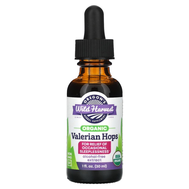 Extract organic de hamei valeriana, Oregon's Wild Harvest, 30 ml, fara alcool, fara gluten