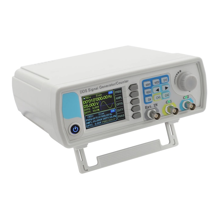 Generator de semnal cu doua canale, Model Waveform, 2.4in Ecran LCD, Alimentare 85-265V, Cablu 1.2m, Culoare Alb