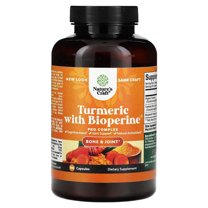 Supliment alimentar, Nature's Craft, turmeric, 180 capsule
