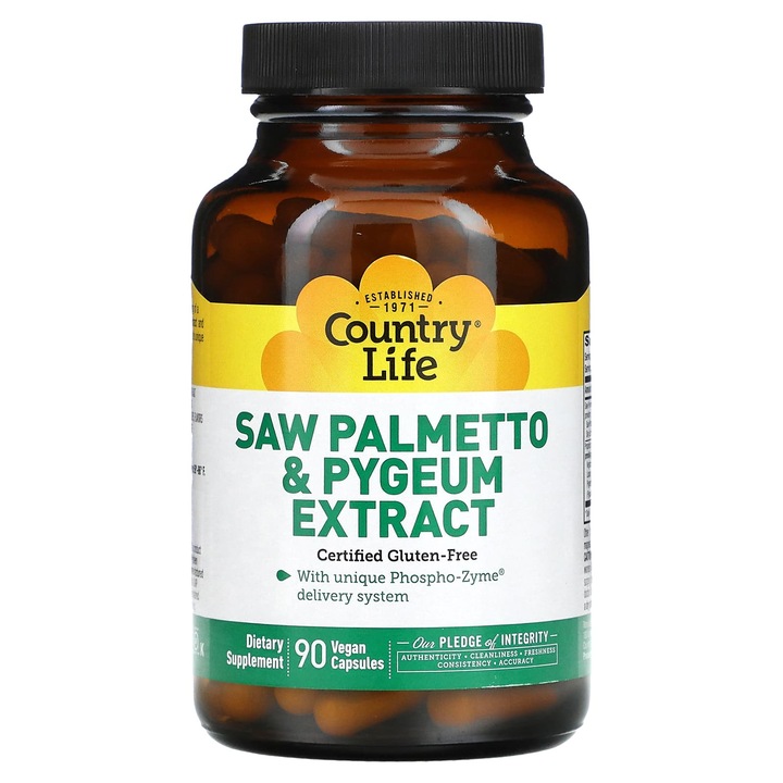 Extract de palmier sabal si Pygeum, Country Life, 90 capsule vegan