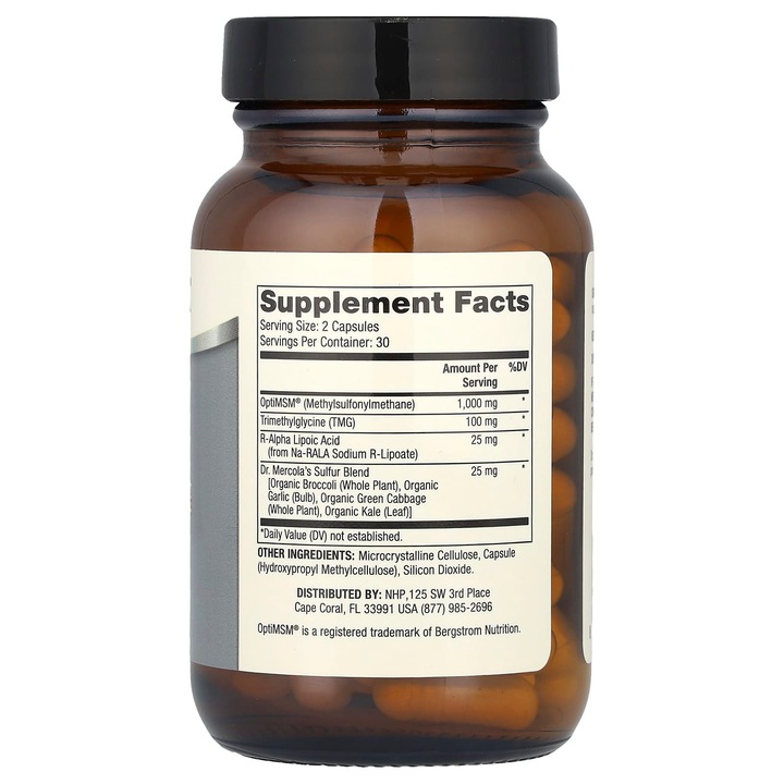 Supliment alimentar, Dr. Mercola, MSM, 60 capsule, 99.9% puritate, cu ...