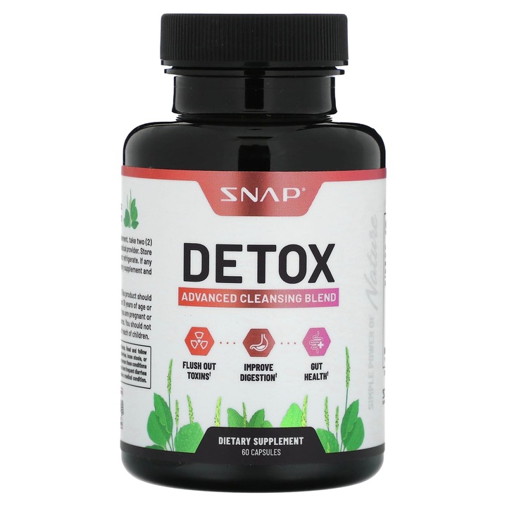 Supliment detoxifiant, Snap Supplements, amestec avansat, 60 capsule, imbunatateste digestia, sanatatea intestinelor