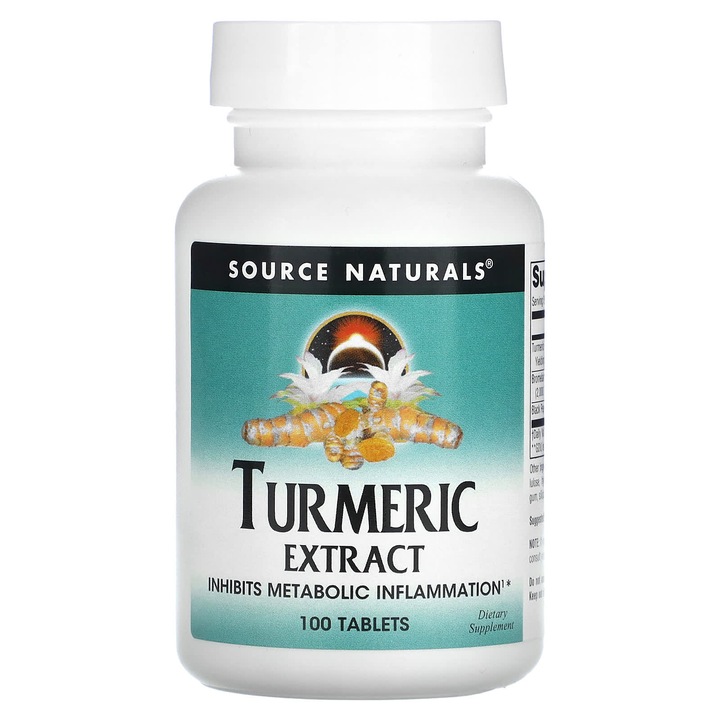 Supliment alimentar, Source Naturals, extract de turmeric, 100 tablete, 333 mg