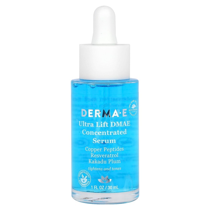 Serum concentrat cu DMAE, Derma E, 30 ml, vegan, fara gluten, cu peptide de cupru
