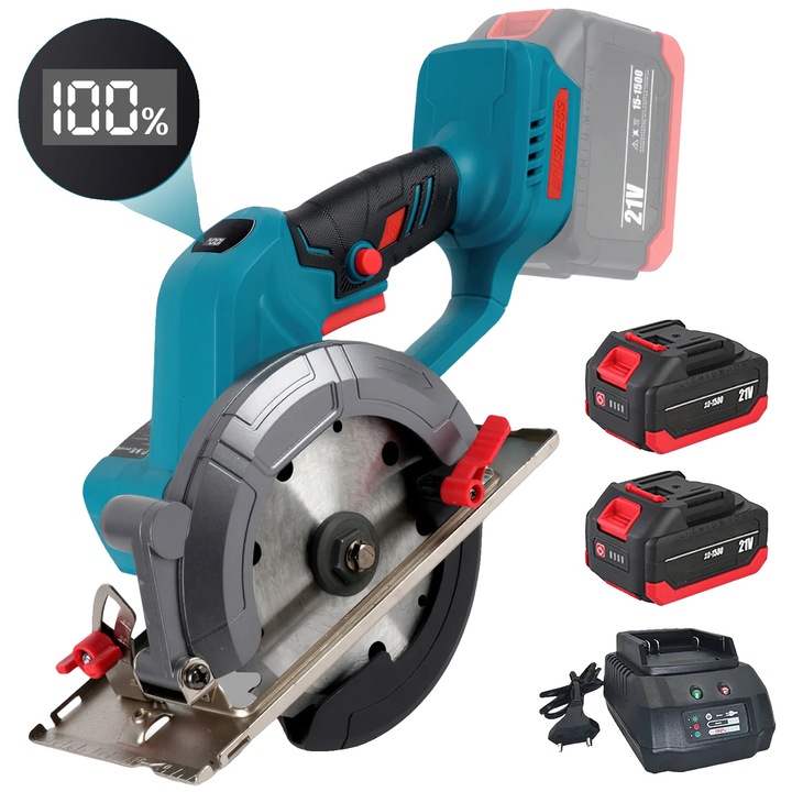 Fierastraie circular, design usor, taiere de mare viteza, set cu 2 acumulatori