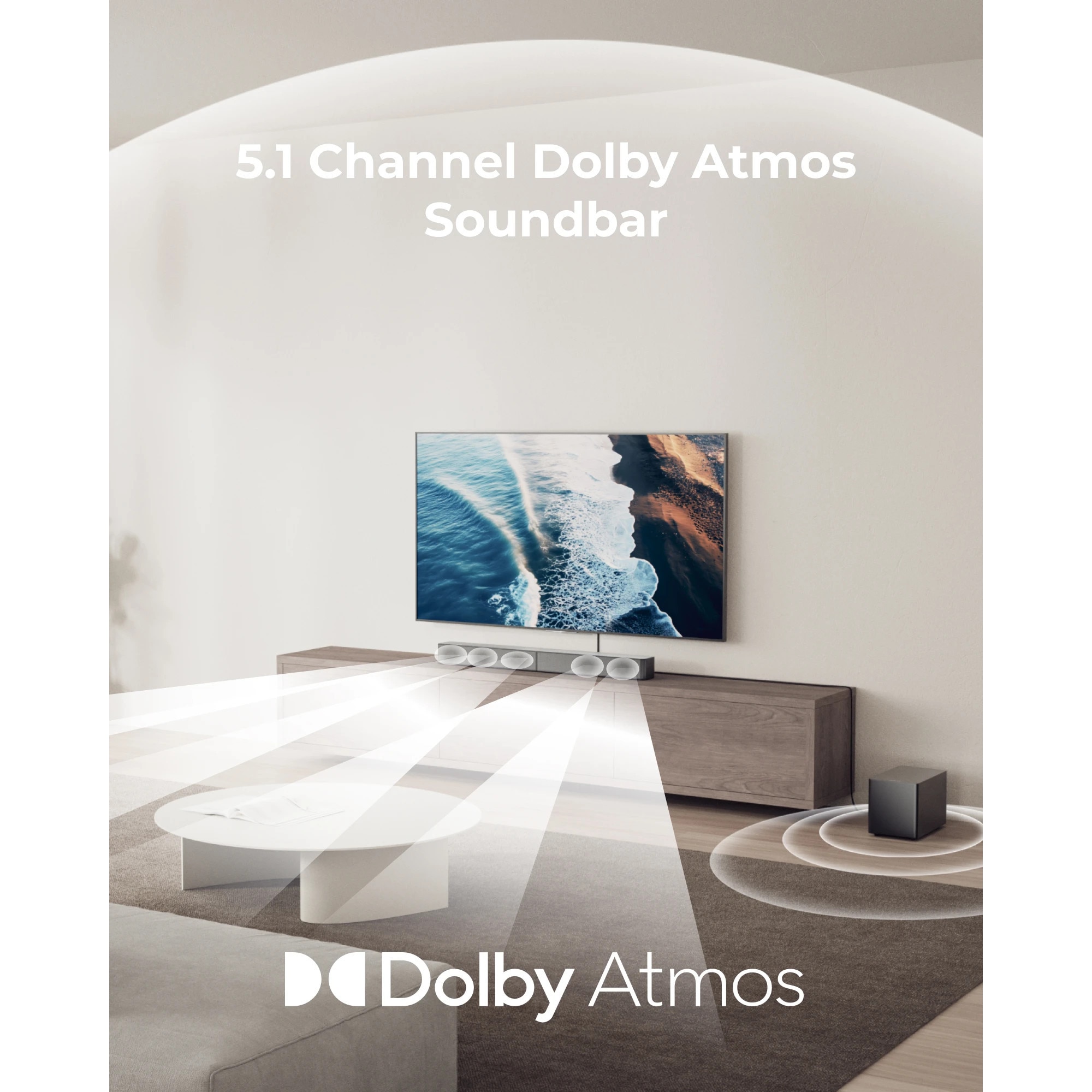 Soundbar, 5.1 canale audio, tehnologie Dolby Atmos, 340W, negru