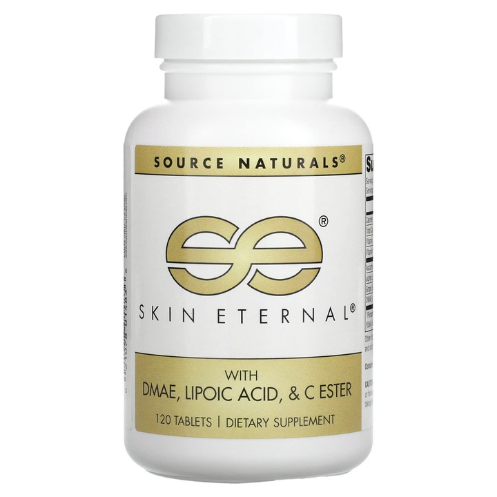 Supliment alimentar, Source Naturals Skin Eternal, 120 tablete, cu DMAE, acid alfa-lipoic, vitamina C