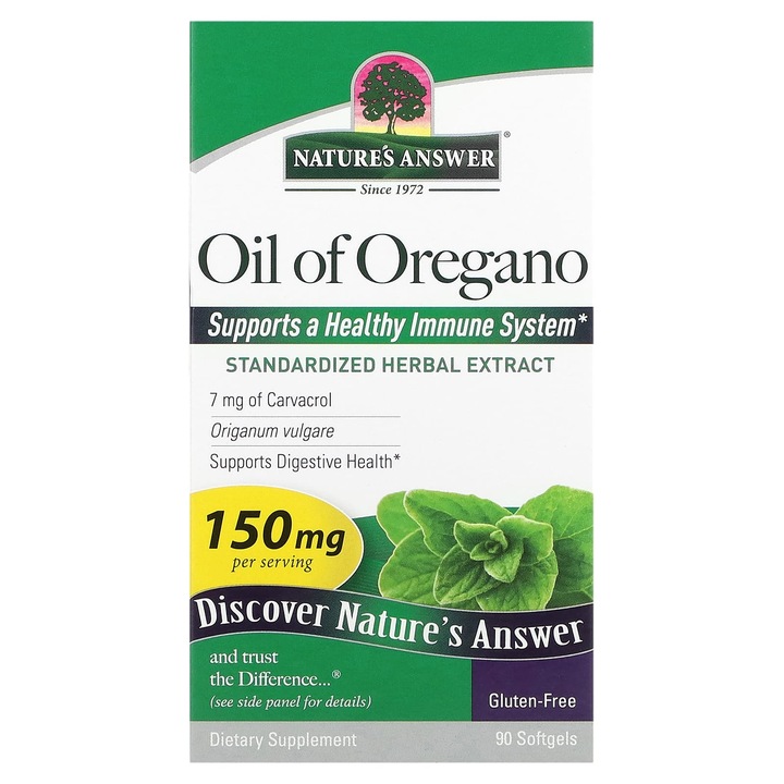 Ulei de oregano, Nature's Answer, 150 mg, 90 capsule moi
