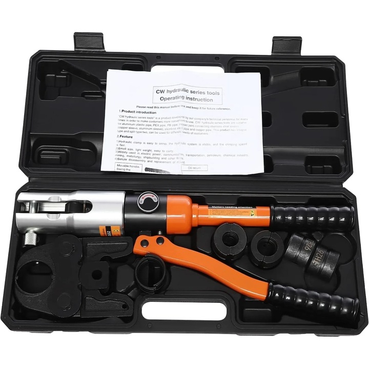 Clesti hidraulici, 10 tone forta, cap ajustabil, negru