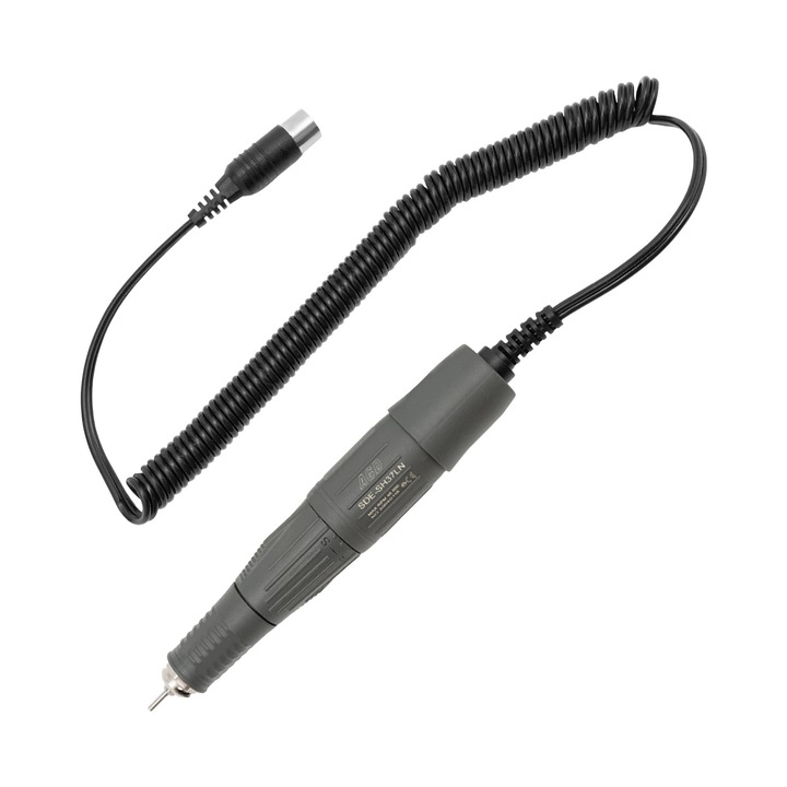 Piesa de mana freza/pila unghii, Accesoriu manichiura electrica, 45.000 rpm, Forma ergonomica tip stilou, Pentru nail art, gravura si sculptura, Gri deschis