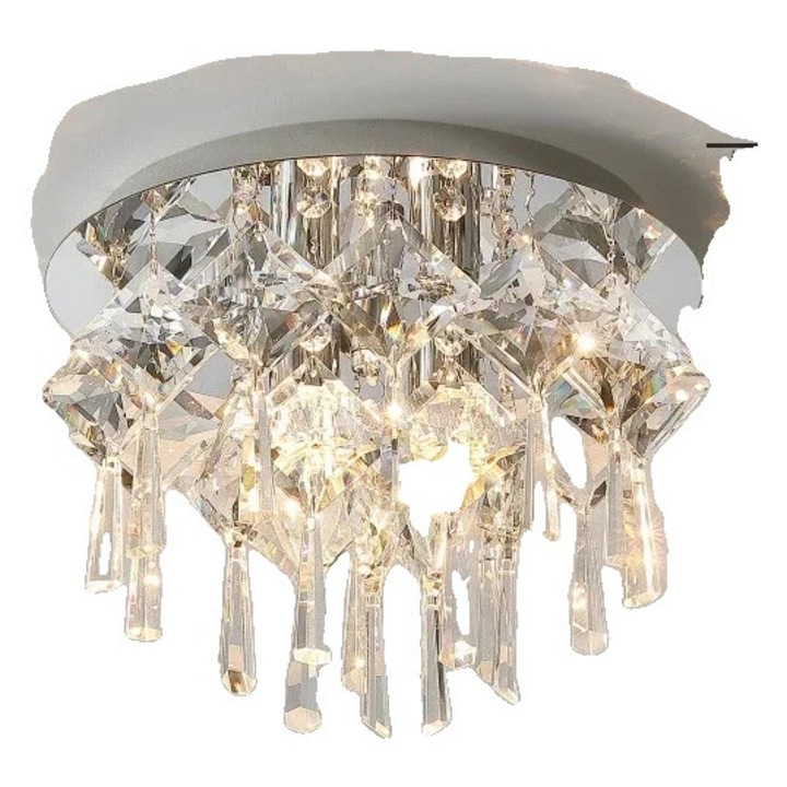 Mennyezeti lámpa, kristály, modern design, háromszínű fényerőszabályzóval, átmérő: 28cm, magasság: 20cm