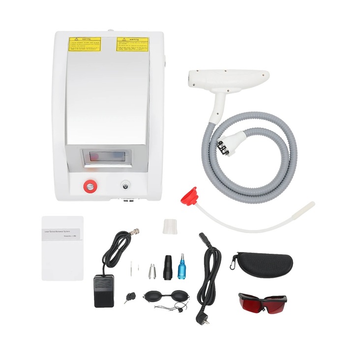 Лазерно устройство за премахване на татуировки, 3 лазерни глави, преносимо, бяло, 32x49x31см