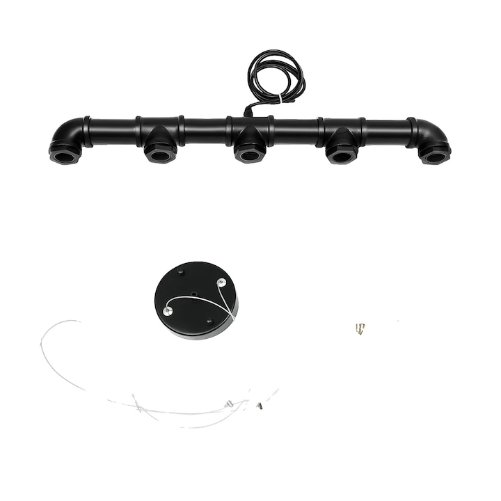 Лампа, индустриален стил, регулируема височина, черна