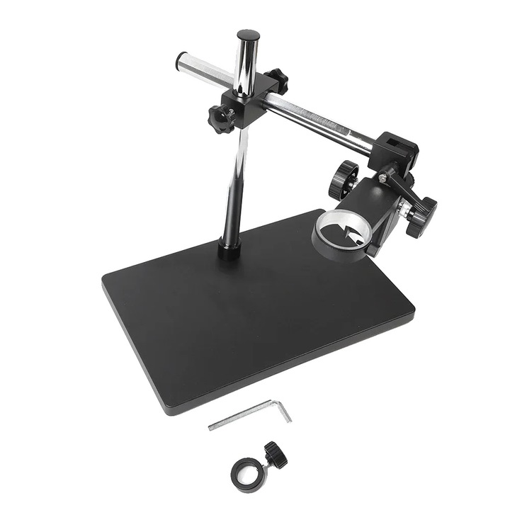 Suport de microscop, inaltime ajustabila, stabilitate imbunatatita, negru, 375x245mm