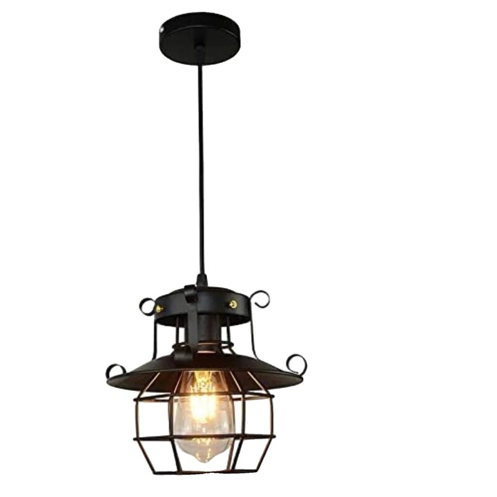 Lustra cu cablu ajustabil, compatibila cu becuri E26/E27, neagra