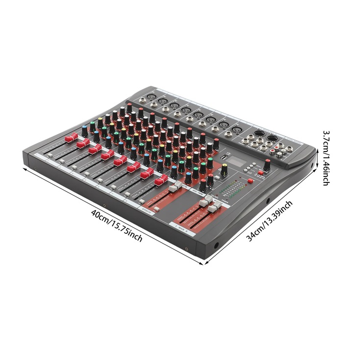 Mixer audio, 8 canale, compatibilitate Bluetooth, negru